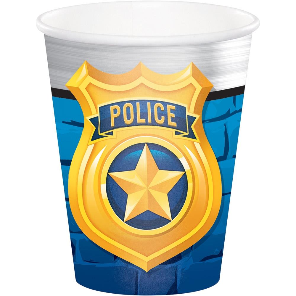 Police Party Cups Paper Pack of 8 | Party Save Smile