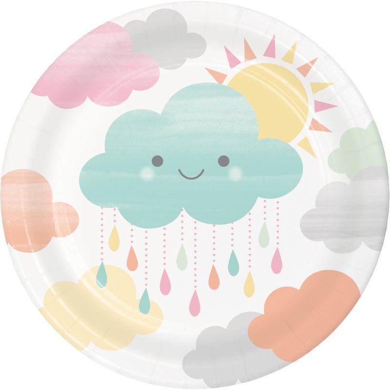 Sunshine Baby Shower Cake Plates Pack of 8 | Party Save Smile
