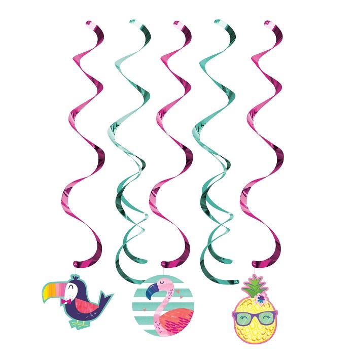 Pineapple and Friends Hanging Swirl Party Decorations Pack of 5 | Party Save Smile