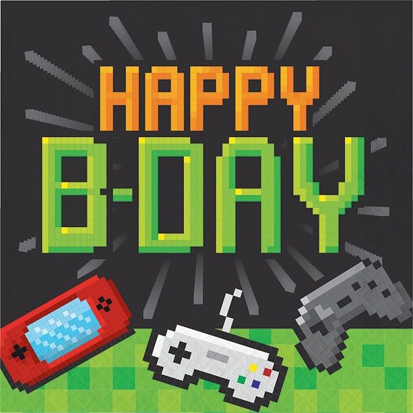 Gaming Napkins Happy Birthday Pack of 16 | Party Save Smile