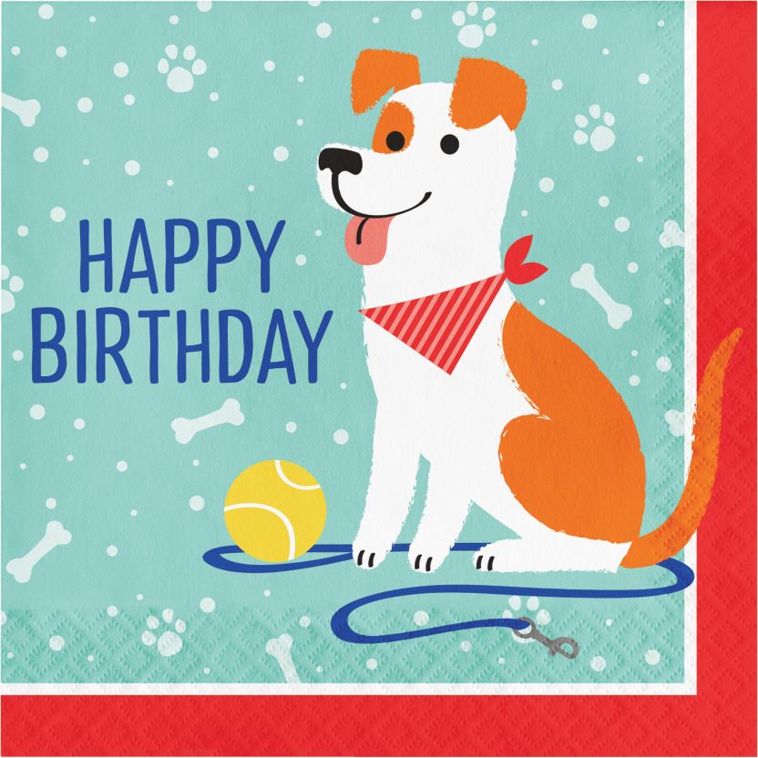 Dog Happy Birthday Party Napkins Pack of 16 | Party Save Smile