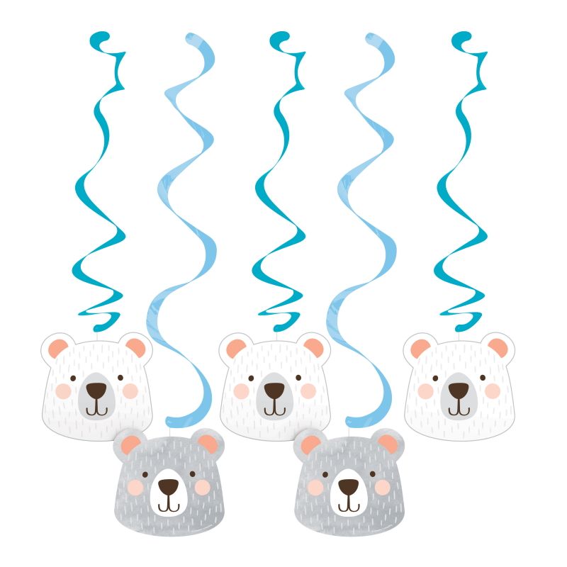 Blue Bear Party Hanging Cutout Decorations Pack of 5 | Party Save Smile