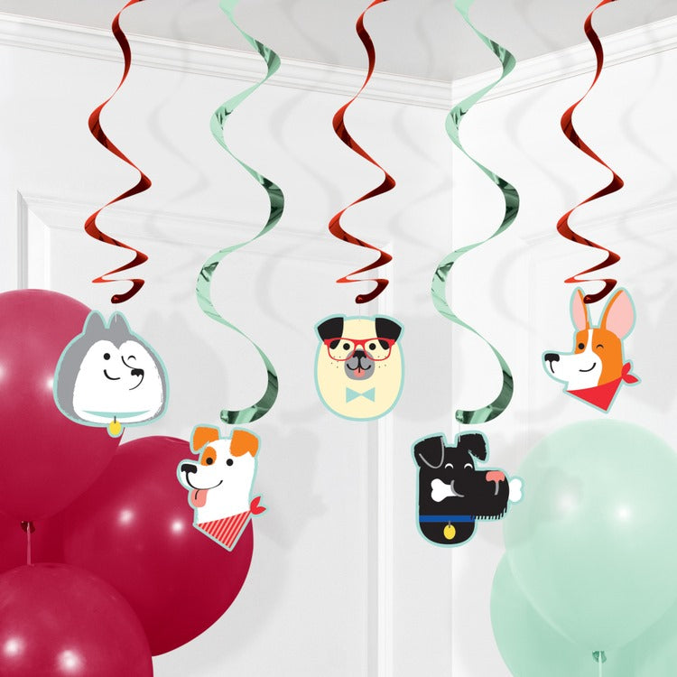 Dog Decorations Hanging Swirls Pack of 5 | Party Save Smile
