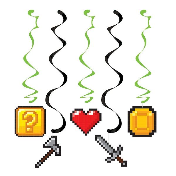 Gaming Party Hanging Decorations Pack of 5 | Party Save Smile