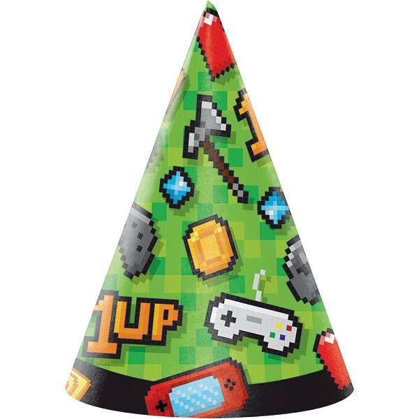 Game On Video Game Party Hats Pack of 8 | Party Save Smile