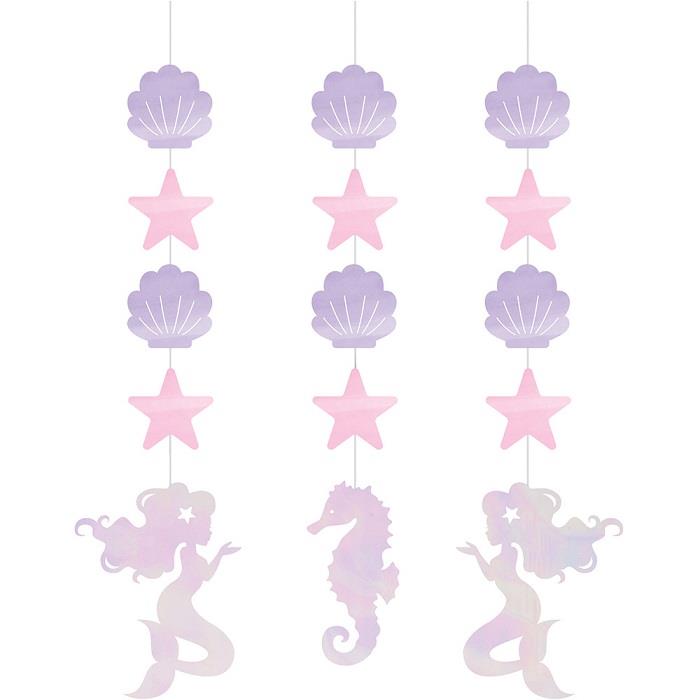 Mermaid Shaped Hanging Decorations Pack of 3 | Party Save Smile