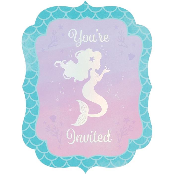 Shining Mermaid Party Invitations Pack of 8 Invites | Party Save Smile