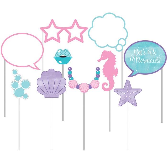 Mermaid Photo Booth Props 10 Pack | Party Save Smile