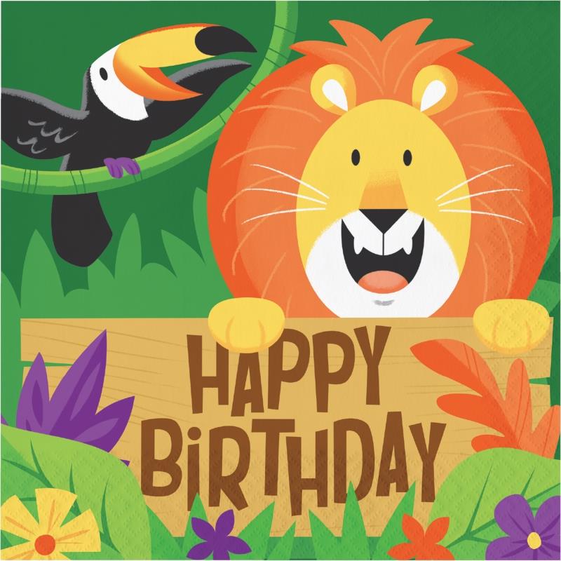 Jungle Safari Party Napkins Pack of 16 Serviettes | Party Save Smile