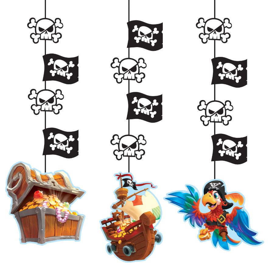 Pirate Treasure Party Hanging Cutouts Decorations Pack of 3 | Party Save Smile
