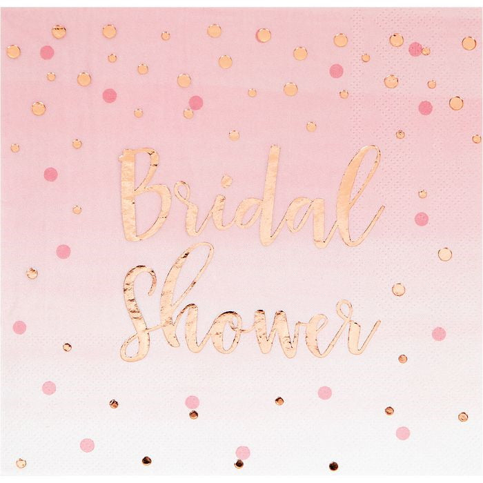 Rose Gold Bridal Shower Napkins Pack of 16 | Party Save Smile