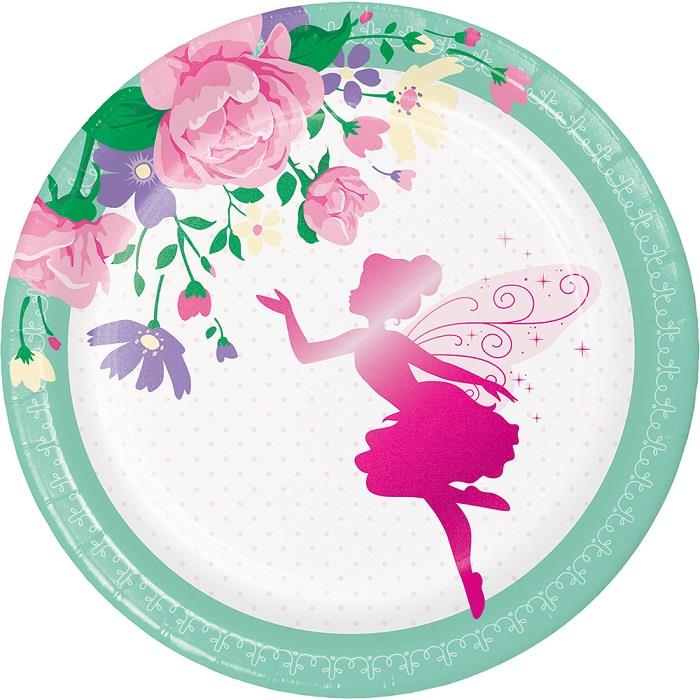 Small Floral Fairy Paper Plates Pack of 8 | Party Save Smile