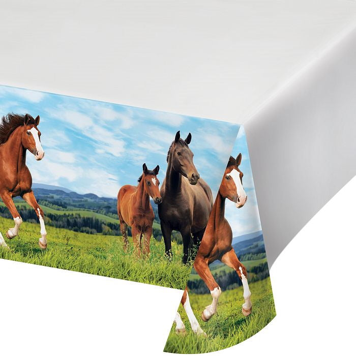 Horse Party Tablecloth: Plastic Party Tablecover 137 x 259cm | Party Save Smile