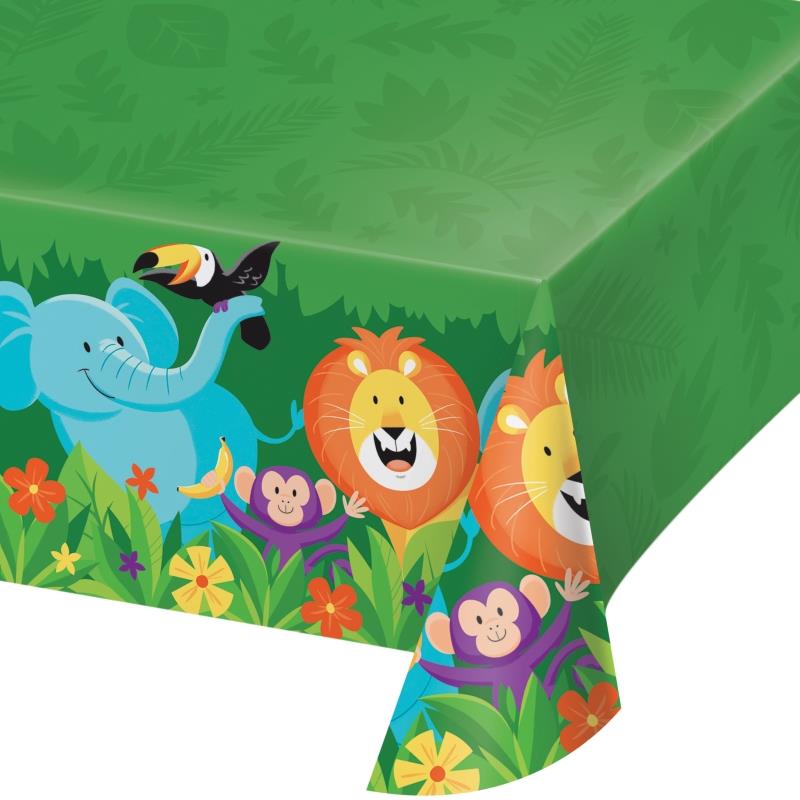 Safari Jungle Tablecloth: Plastic Party Tabecover 137 x 259cm | Party Save Smile