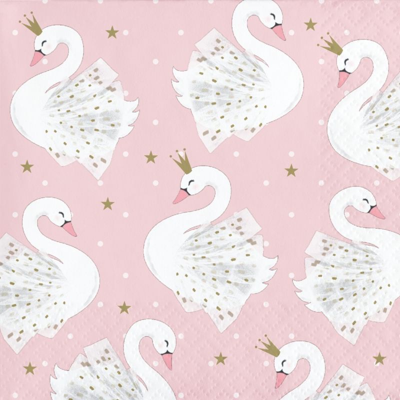 Stylish Swan Party Beverage Napkins Pack of 16 Serviettes | Party Save Smile