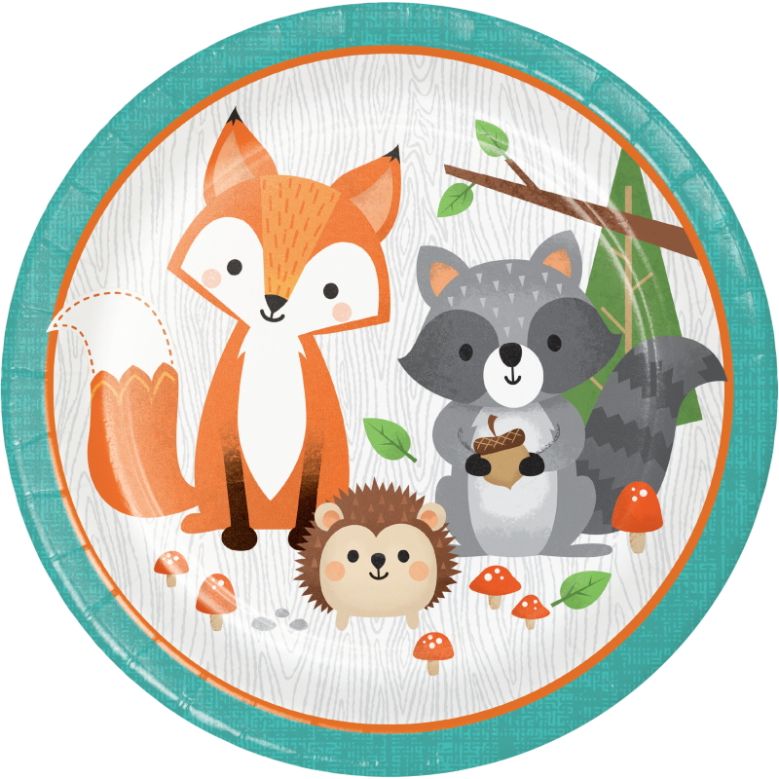 Wild Woodland Animals 23cm Party Paper Plates Pack of 8 | Party Save Smile