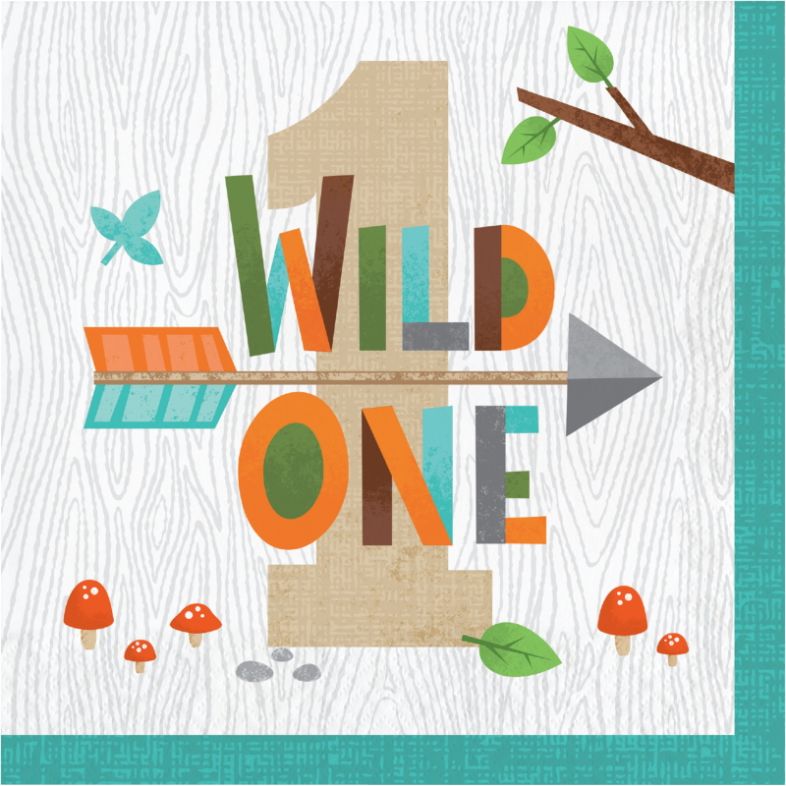 Wild Woodland 1st Birthday Napkins Pack of 16 | Party Save Smile