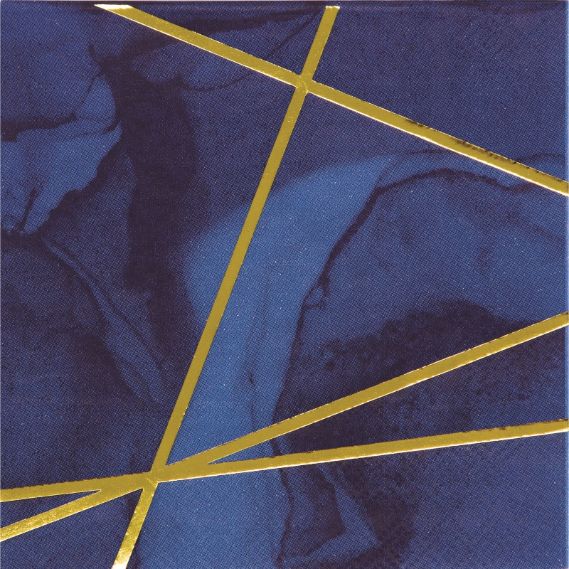 Blue & Gold Geometric Paper Napkins Beverage Pack of 16 | Party Save Smile