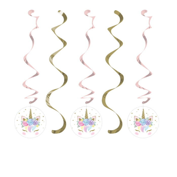 Unicorn Hanging Decorations Floral Pack of 5 | Party Save Smile