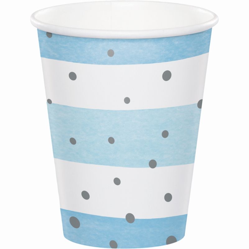 Blue and Silver Baby Shower Cups Pack of 8 | Party Save Smile