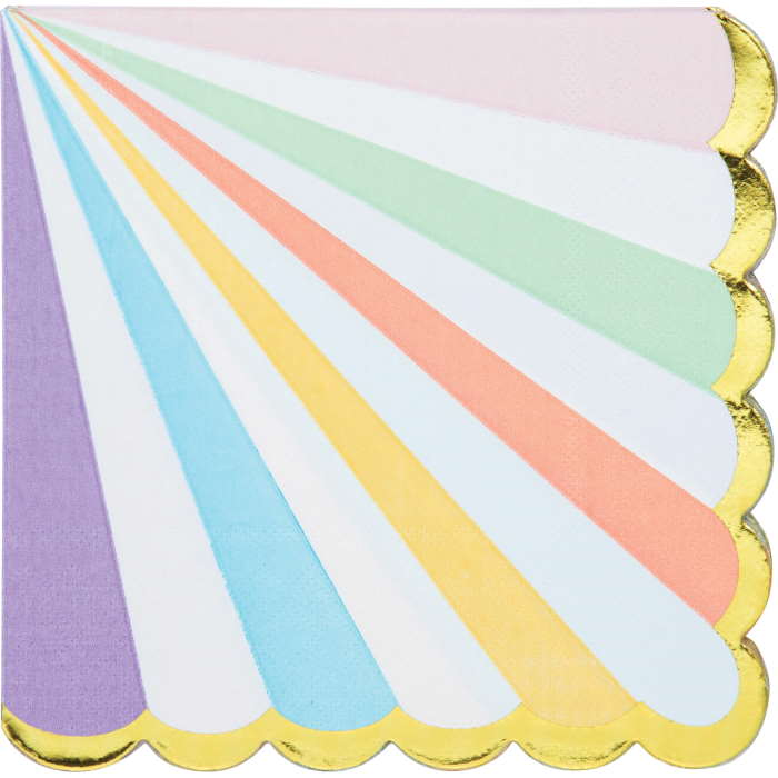 Pastel Napkins Striped Pack of 16 Serviettes | Party Save Smile