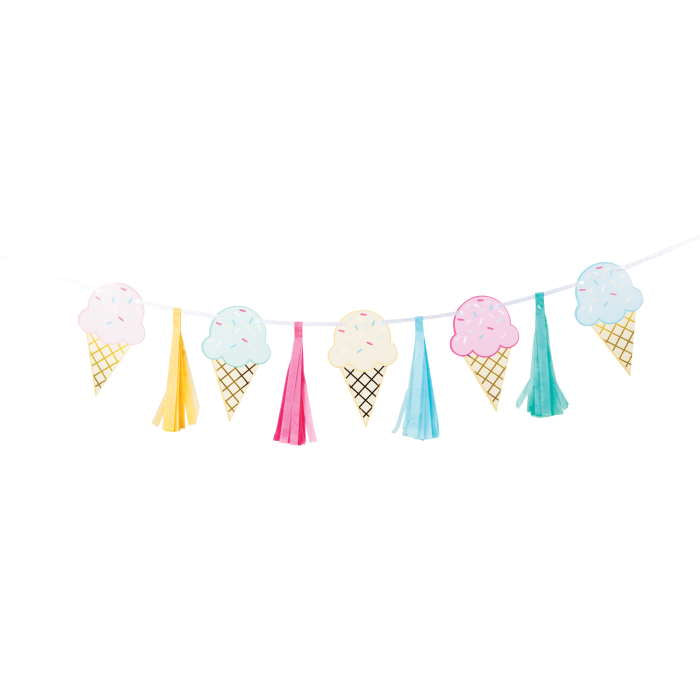 Ice Cream Tassel Garland Decoration 1.4 Metres | Party Save Smile