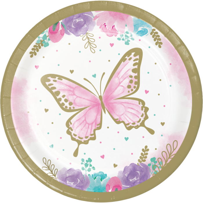 Butterfly Shimmer Party Cake Plates Pack of 8 | Party Save Smile