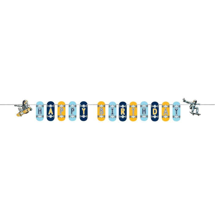 Space Skateboard Birthday Banner 2 Metres | Party Save Smile