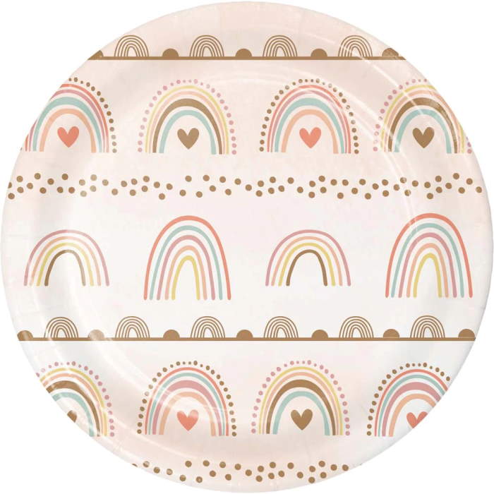 Rainbow Small Boho Party Plates Pack of 8 | Party Save Smile