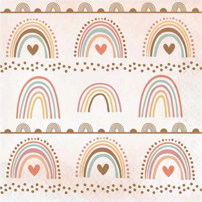 Boho Rainbow Party Napkins Pack of 16 Serviettes | Party Save Smile
