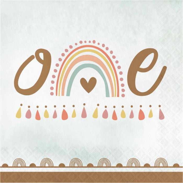 Boho Rainbow 1st Birthday Napkins Pack of 16 | Party Save Smile