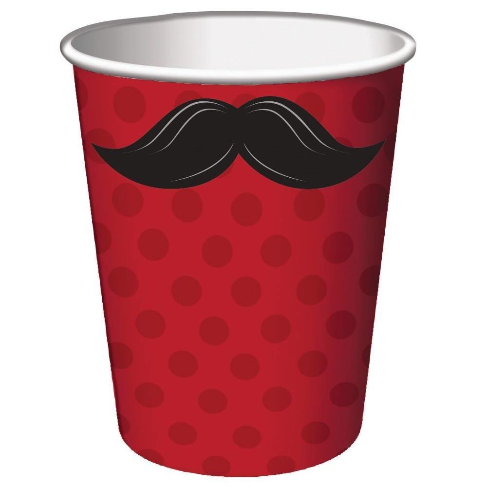Moustache Party Cups Pack of 8 | Party Save Smile