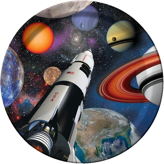 Space Themed Paper Plates Pack of 8 | Party Save Smile
