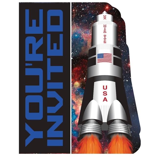 Rocket Space Party Invitations Pack of 8 | Party Save Smile