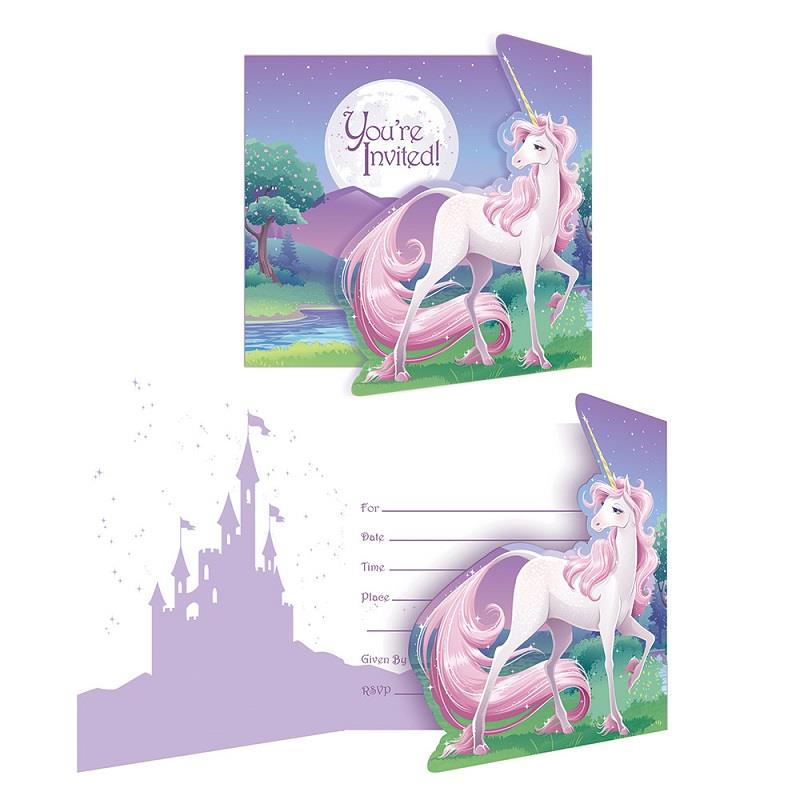 Purple Unicorn Party Invitations Pack of 8 Invites | Party Save Smile