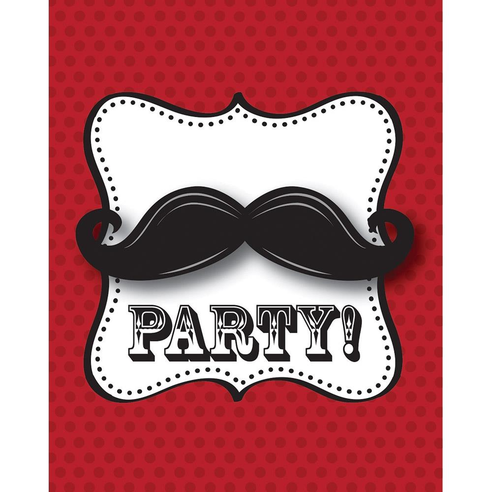 Moustache Party Invitations Pack of 8 Invites | Party Save Smile