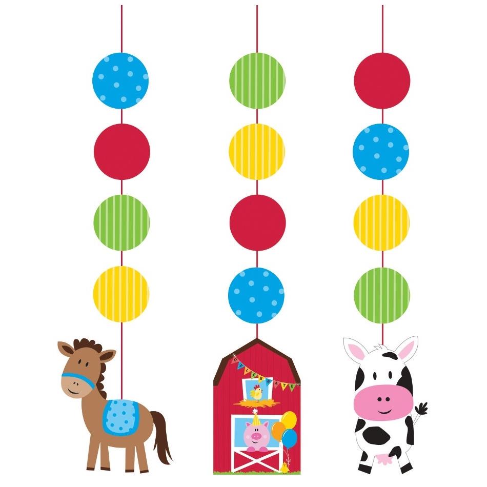 Farm Hanging Swirl Decorations Pack of 3 | Party Save Smile