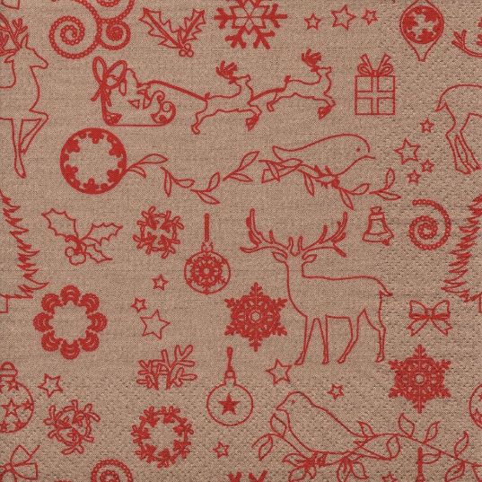 Kraft Red Christmas Napkins Pack of 20 | Party Save Smile