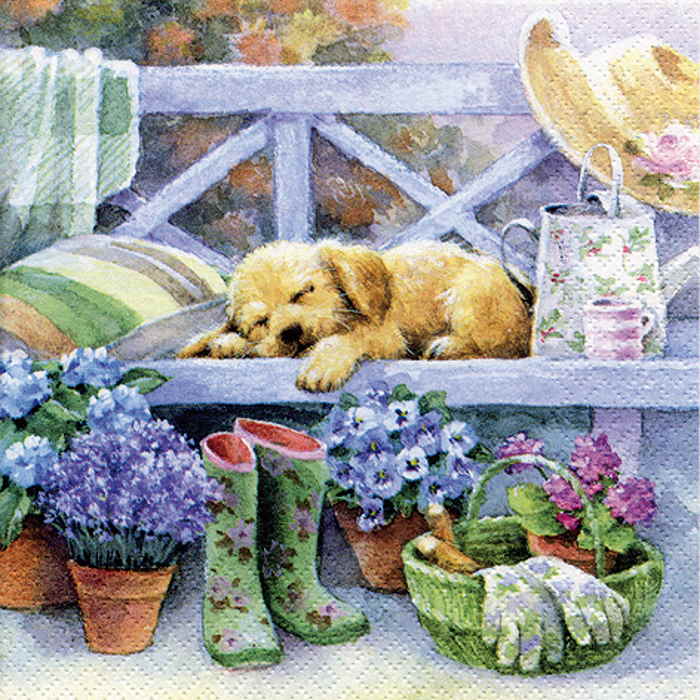 Puppy & Flower Paper Napkins 3 Ply Pack of 20 | Party Save Smile