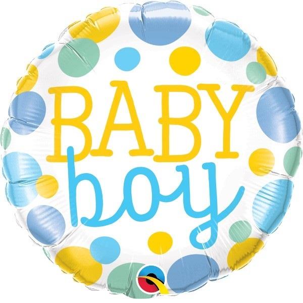 Multicoloured Dots Baby Boy Foil Balloons 18 Inches | Party Save Smile