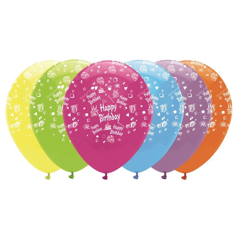 Bright Happy Birthday Party Latex Balloons Pack of 6 | Party Save Smile