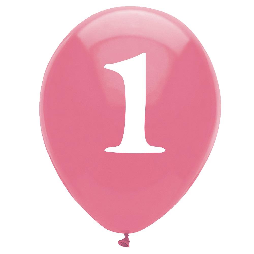Pink 1st Birthday Latex Balloons Pack of 6 | Party Save Smile