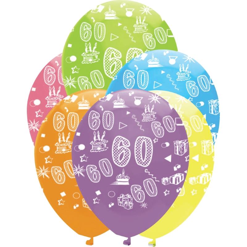 Bright & Bold 60th Birthday Party Latex Balloons Pack of 6 | Party Save Smile