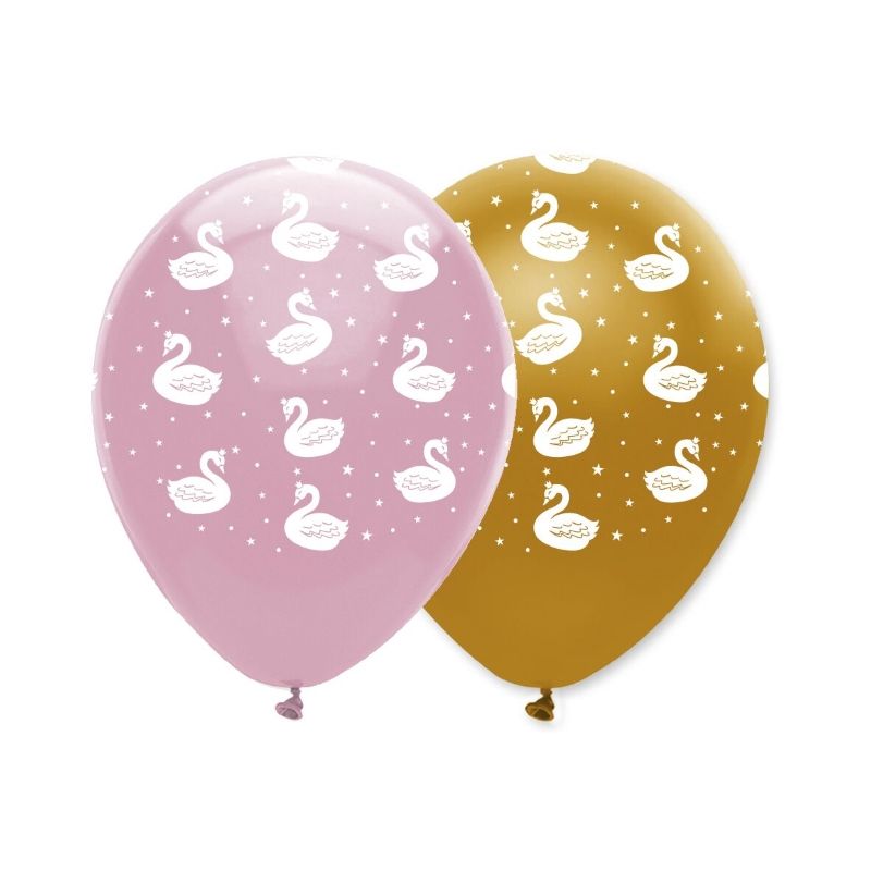 Stylish Swan Latex Balloons Pack of 6 Helium Quality | Party Save Smile