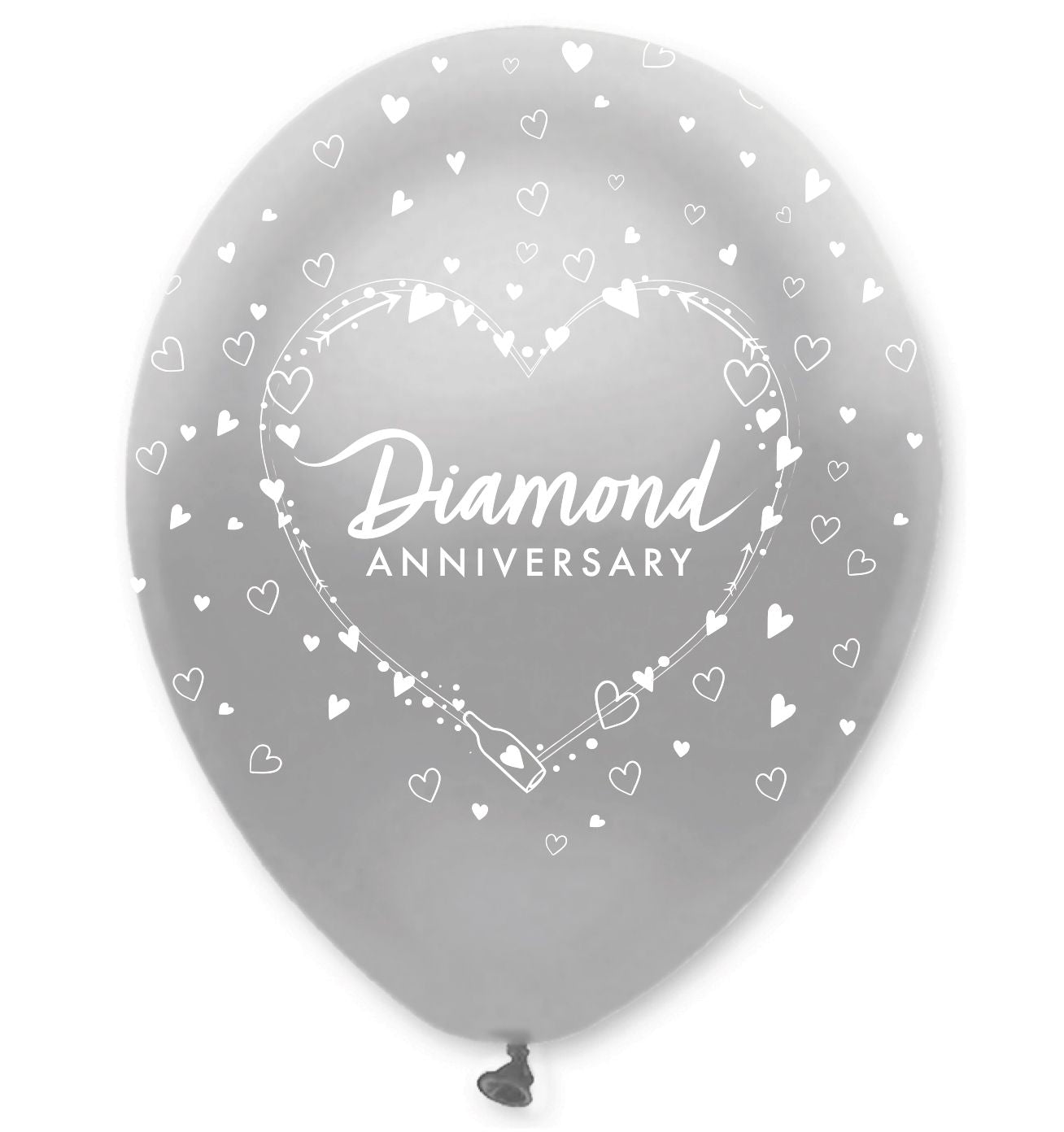 Silver 60th Wedding Anniversary Latex Balloons Pack of 6 | Party Save Smile