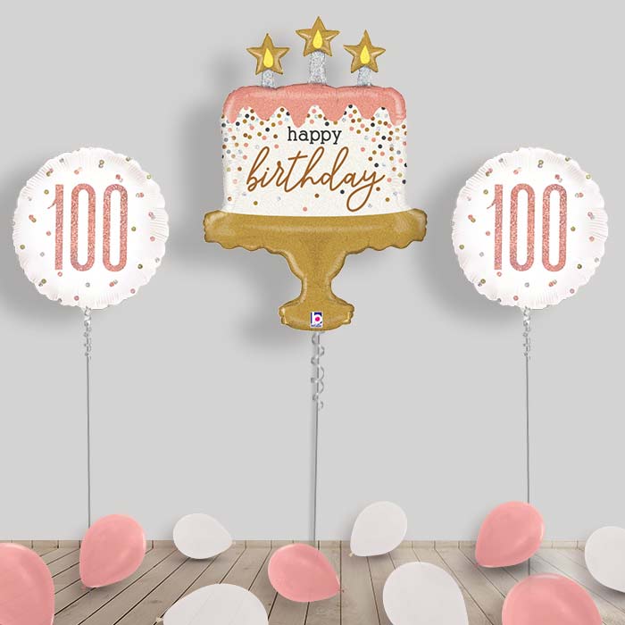 Rose Gold Birthday Balloon Display - Choose Age - 100th Birthday | Party Save Smile