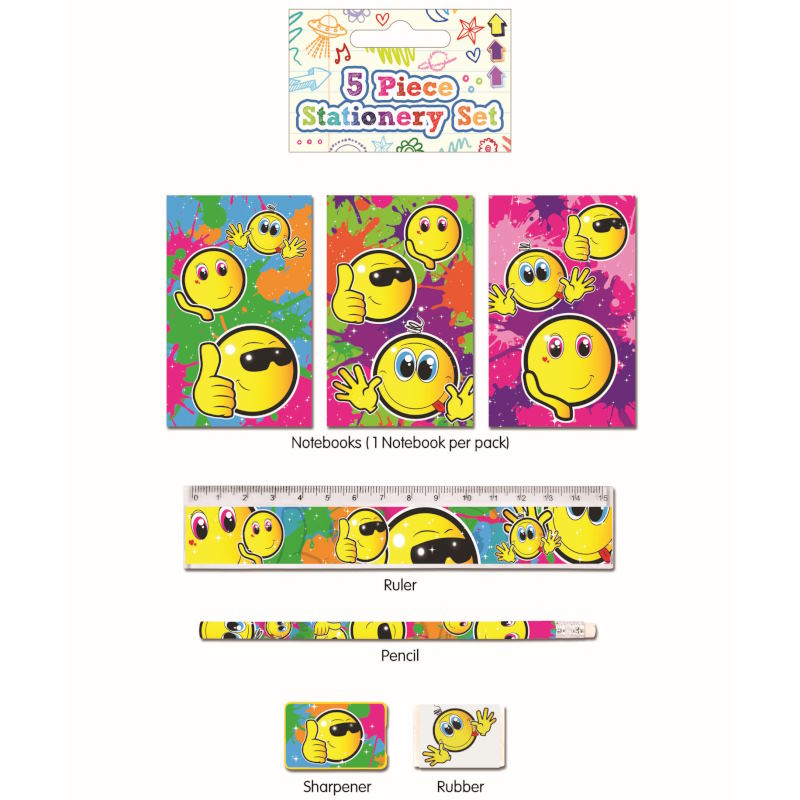 Smile 5pc Stationery Set Party Bag Favour Fillers