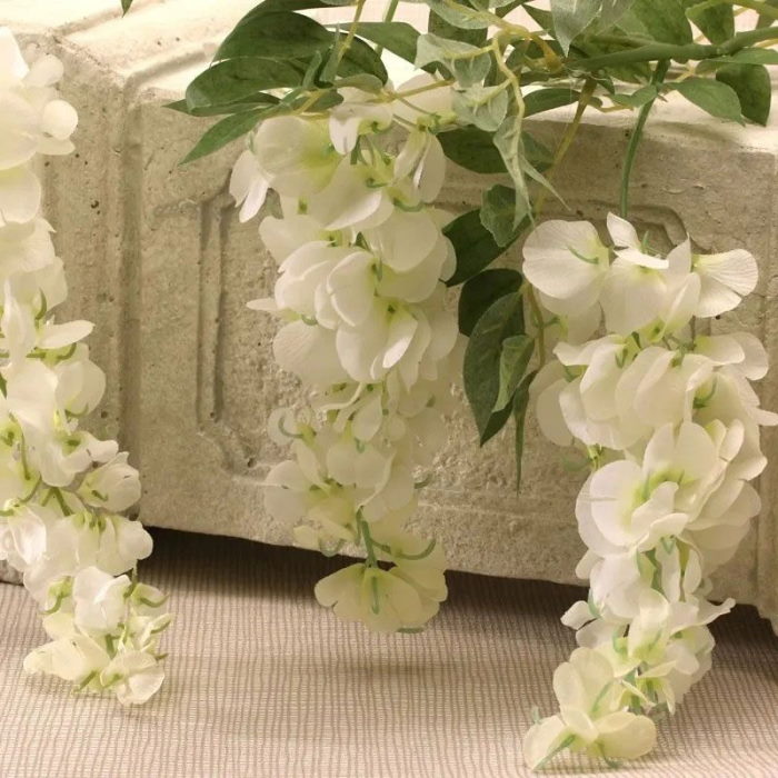 White Wisteria Artificial Flowers 3 Head 122cm | Party Save Smile