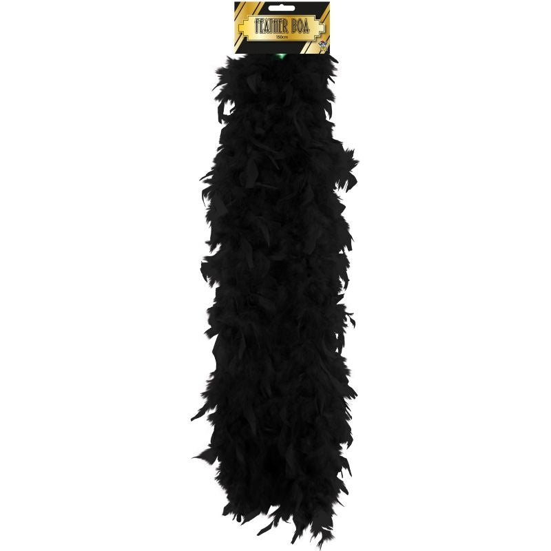 Black Feather Boa - Fancy Dress Accessory 150cm | Party Save Smile