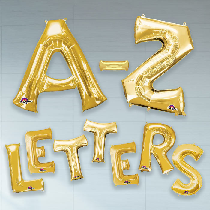 Gold Letter Balloons A-Z 34 inches | Party Save Smile